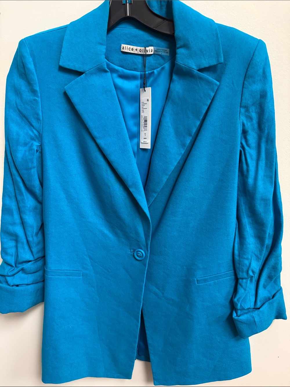Alice + Olivia Bright Teal One-Button Blazer
